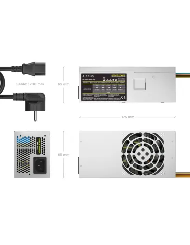 AISENS Fuente Alimentacion TFX 500W con Cable de Alimentacion OEM, Plata