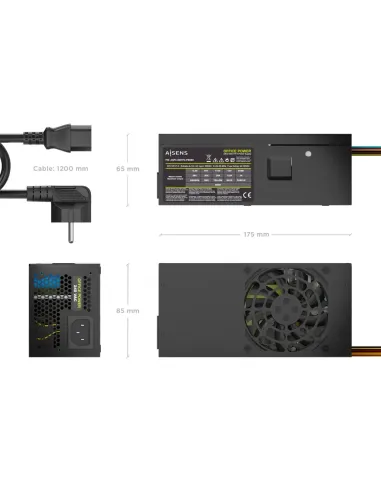AISENS Fuente Alimentacion TFX 500W con Cable de Alimentacion OEM, Negra