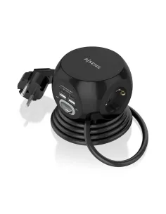 AISENS Regleta de Enchufes Sobremesa Multifuncion con 3 Tomas + 2xUSB-C, 2xUSB-A, 1.4M, Negro 2