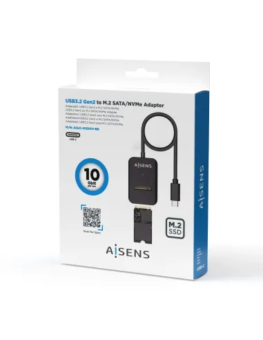 AISENS USB-C Dock M.2 (NGFF) ASUC-M2D011-BK SATA NVMe A USB3.1 Gen2, Negra
