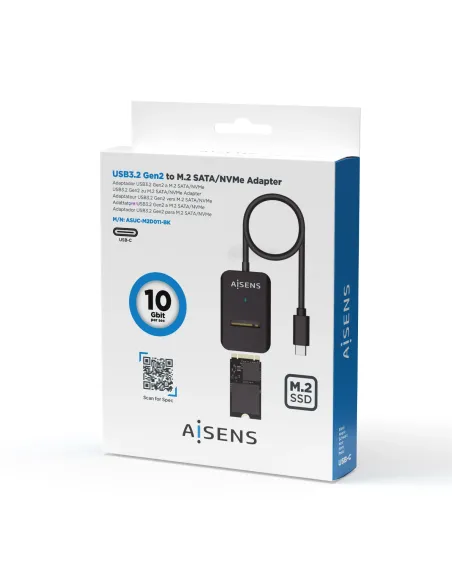 AISENS USB-C Dock M.2 (NGFF) ASUC-M2D011-BK SATA NVMe A USB3.1 Gen2, Negra