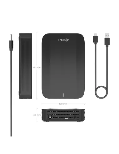 AISENS Caja Externa, 3,5" SATA a USB-C USB3.1 GEN1, Negro