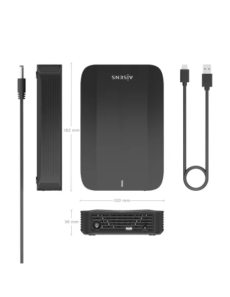 AISENS Caja Externa, 3,5" SATA a USB-C USB3.1 GEN1, Negro