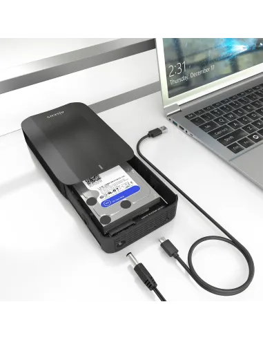 AISENS Caja Externa, 3,5" SATA a USB-C USB3.1 GEN1, Negro