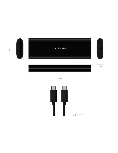 AISENS Caja Externa M.2 (NGFF) ASM2-014B SATA NVMe A USB3.1 Gen2, Negro