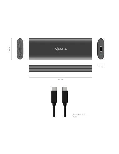 AISENS ASM2-015GR caja para disco duro externo Caja externa para unidad de estado sólido (SSD) Gris M.2