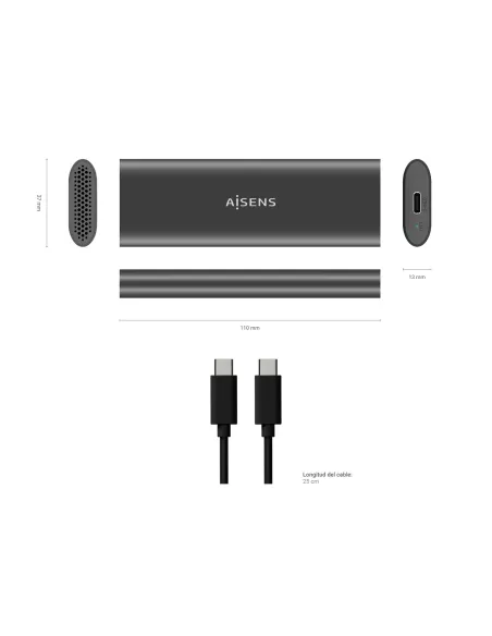 AISENS ASM2-015GR caja para disco duro externo Caja externa para unidad de estado sólido (SSD) Gris M.2