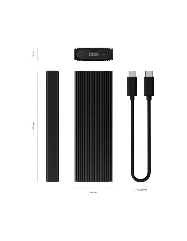 AISENS Caja Externa M.2 (NGFF) ASM2-022B NVMe A USB3.2 Gen2, Negra