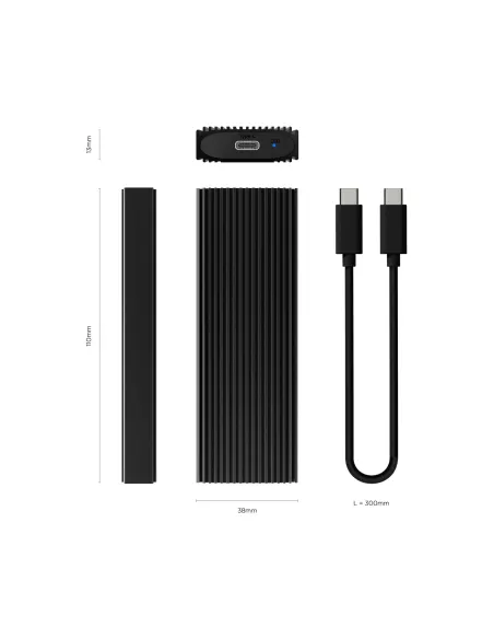 AISENS Caja Externa M.2 (NGFF) ASM2-022B NVMe A USB3.2 Gen2, Negra
