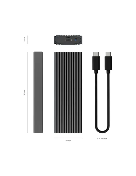AISENS Caja Externa M.2 (NGFF) ASM2-023GR NVMe A USB3.2 Gen2, Gris
