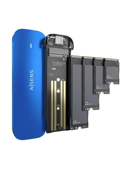 AISENS ASM2-026BLU caja para disco duro externo Caja externa para unidad de estado sólido (SSD) Azul M.2