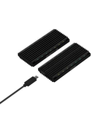 AISENS Caja Externa M.2 RGB Gaming ASM2-RGB012B SATA NVMe A USB3.1 Gen2, Negra