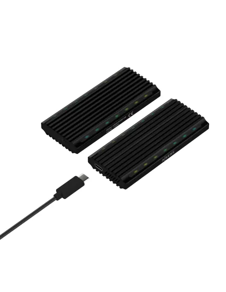 AISENS Caja Externa M.2 RGB Gaming ASM2-RGB012B SATA NVMe A USB3.1 Gen2, Negra