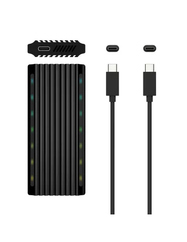 AISENS Caja Externa M.2 RGB Gaming ASM2-RGB012B SATA NVMe A USB3.1 Gen2, Negra
