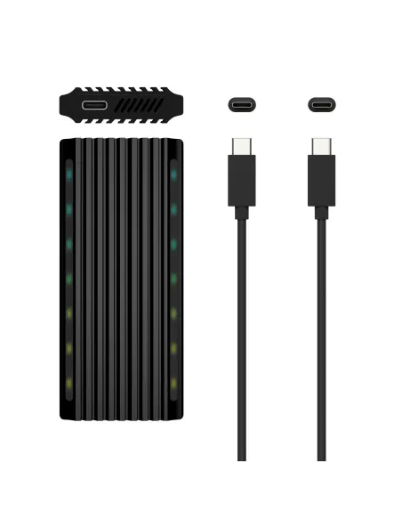 AISENS Caja Externa M.2 RGB Gaming ASM2-RGB012B SATA NVMe A USB3.1 Gen2, Negra