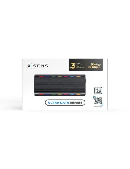 AISENS Caja Externa M.2 RGB Gaming ASM2-RGB012B SATA NVMe A USB3.1 Gen2, Negra