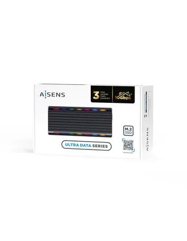 AISENS Caja Externa M.2 RGB Gaming ASM2-RGB012B SATA NVMe A USB3.1 Gen2, Negra