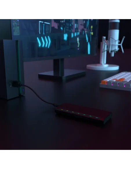 AISENS Caja Externa M.2 RGB Gaming ASM2-RGB012B SATA NVMe A USB3.1 Gen2, Negra