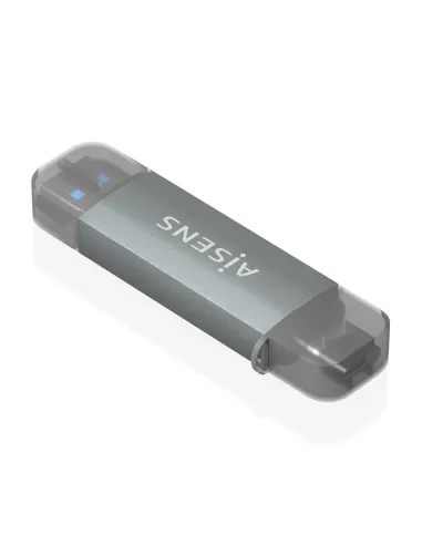 AISENS Lector de Tarjetas SD, Micro SD, MMC, RS-MMC, MMC Micro, USB-A y USB-C, Gris