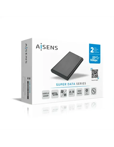 AISENS Caja Externa 2,5" ASE-2525B 9.5mm SATA a USB 3.0 USB3.1 Gen1, Negra