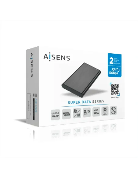 AISENS Caja Externa 2,5" ASE-2525B 9.5mm SATA a USB 3.0 USB3.1 Gen1, Negra