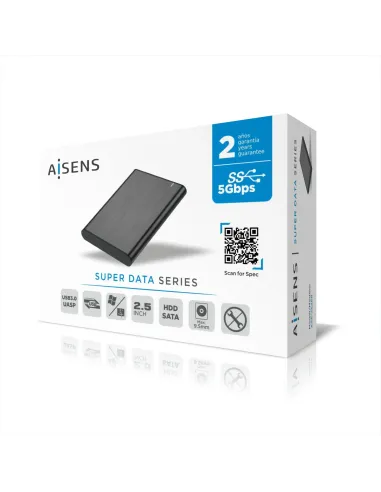 AISENS Caja Externa 2,5" ASE-2525B 9.5mm SATA a USB 3.0 USB3.1 Gen1, Negra