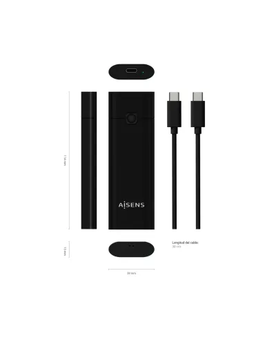 AISENS Caja Externa M.2 (NGFF) ASM2-020B NVMe a USB3.2 GEN2, Negra