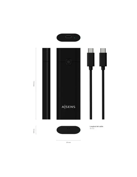 AISENS Caja Externa M.2 (NGFF) ASM2-020B NVMe a USB3.2 GEN2, Negra