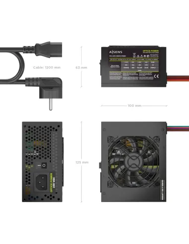AISENS Fuente Alimentacion SFX 500W con Cable de Alimentacion OEM, Negra
