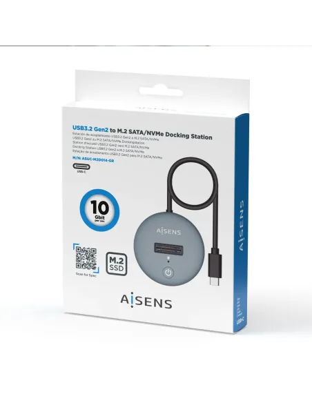 AISENS USB-C Dock M.2 (NGFF) ASUC-M2D014-GR SATA NVMe A USB3.1 Gen2, Gris