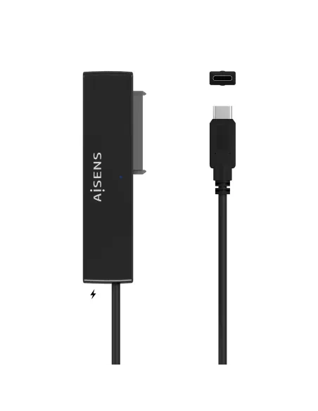AISENS Adaptador ASE-35C02B SATA a USB-C USB 3.0 USB3.1 GEN1 para Discos Duros 2.5" y 3.5" con Alimentador, Negro