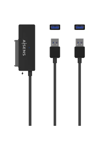 AISENS Adaptador ASE-35A01B SATA a USB-A USB 3.0 USB3.1 GEN1 para Discos Duros 2.5″ y 3.5″ con Alimentador, Negro
