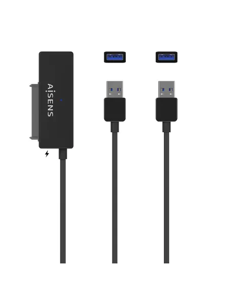 AISENS Adaptador ASE-35A01B SATA a USB-A USB 3.0 USB3.1 GEN1 para Discos Duros 2.5″ y 3.5″ con Alimentador, Negro