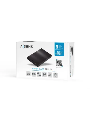 AISENS Caja Externa 2,5″ ASE-2523B 9.5MM SATA a USB 3.0 USB3.1 GEN1, Negra