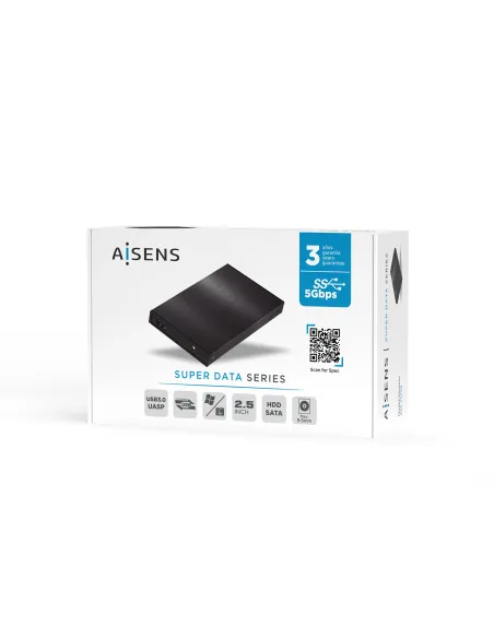 AISENS Caja Externa 2,5″ ASE-2523B 9.5MM SATA a USB 3.0 USB3.1 GEN1, Negra