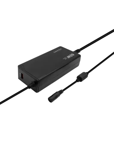 AISENS Cargador 65 W Automatico Universal Multitension Para Portatil Con 9 Conectores + USB-A QC.3.0