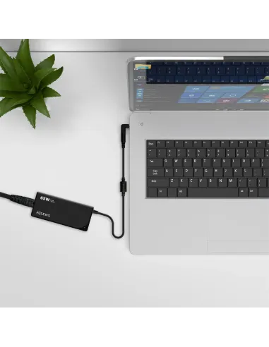 AISENS Cargador 65 W Automatico Universal Multitension Para Portatil Con 9 Conectores + USB-A QC.3.0
