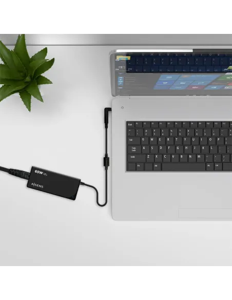 AISENS Cargador 65 W Automatico Universal Multitension Para Portatil Con 9 Conectores + USB-A QC.3.0