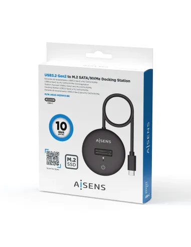 AISENS USB-C Dock M.2 (NGFF) ASUC-M2D013-BK SATA NVMe A USB3.1 Gen2, Negra