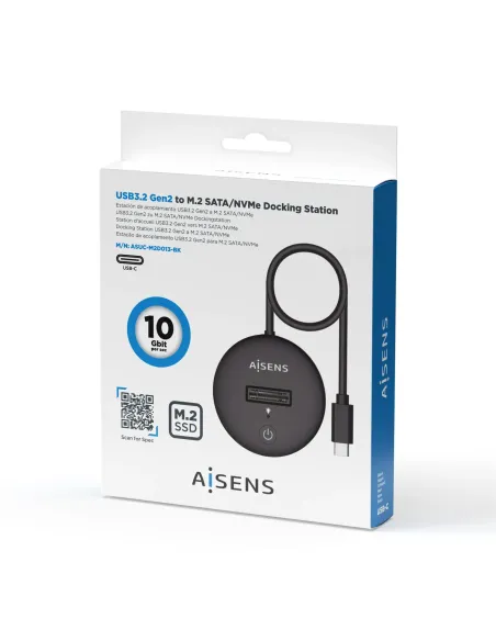 AISENS USB-C Dock M.2 (NGFF) ASUC-M2D013-BK SATA NVMe A USB3.1 Gen2, Negra