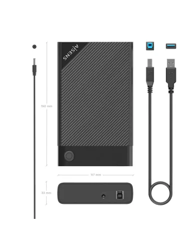 AISENS Caja Externa 3.5" ASE-3529B SATA A USB 3.0 USB3.1 Gen1, Negra