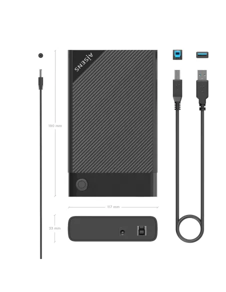 AISENS Caja Externa 3.5" ASE-3529B SATA A USB 3.0 USB3.1 Gen1, Negra