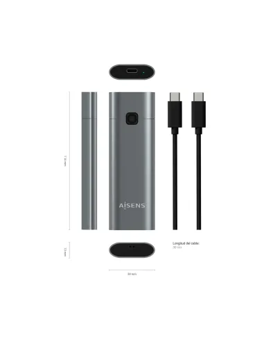 AISENS Caja Externa M.2 (NGFF) ASM2-021GR NVMe a USB3.2 GEN2, Gris