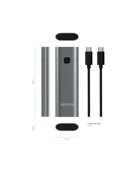 AISENS Caja Externa M.2 (NGFF) ASM2-021GR NVMe a USB3.2 GEN2, Gris