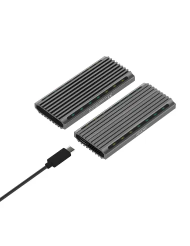 AISENS Caja Externa M.2 RGB Gaming ASM2-RGB011GR SATA NVMe A USB3.1 Gen2, Gris