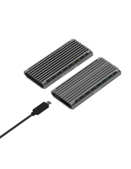 AISENS Caja Externa M.2 RGB Gaming ASM2-RGB011GR SATA NVMe A USB3.1 Gen2, Gris