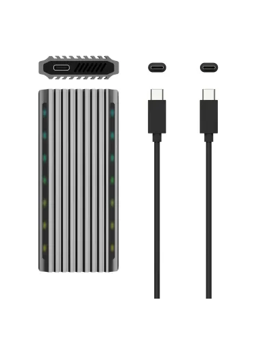 AISENS Caja Externa M.2 RGB Gaming ASM2-RGB011GR SATA NVMe A USB3.1 Gen2, Gris