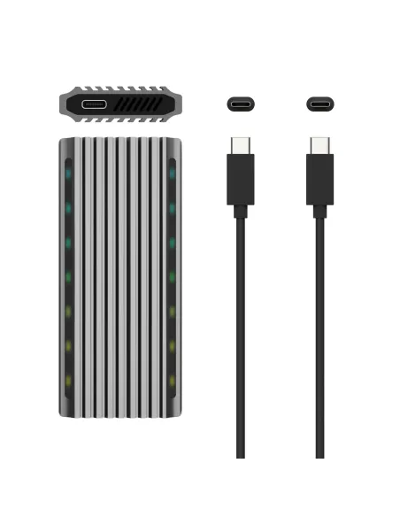 AISENS Caja Externa M.2 RGB Gaming ASM2-RGB011GR SATA NVMe A USB3.1 Gen2, Gris