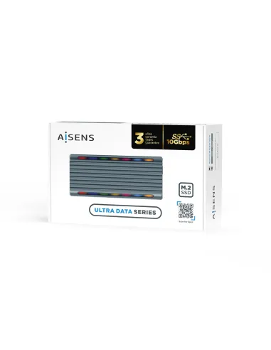AISENS Caja Externa M.2 RGB Gaming ASM2-RGB011GR SATA NVMe A USB3.1 Gen2, Gris