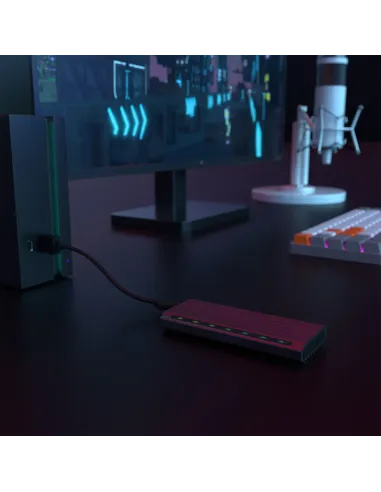 AISENS Caja Externa M.2 RGB Gaming ASM2-RGB011GR SATA NVMe A USB3.1 Gen2, Gris